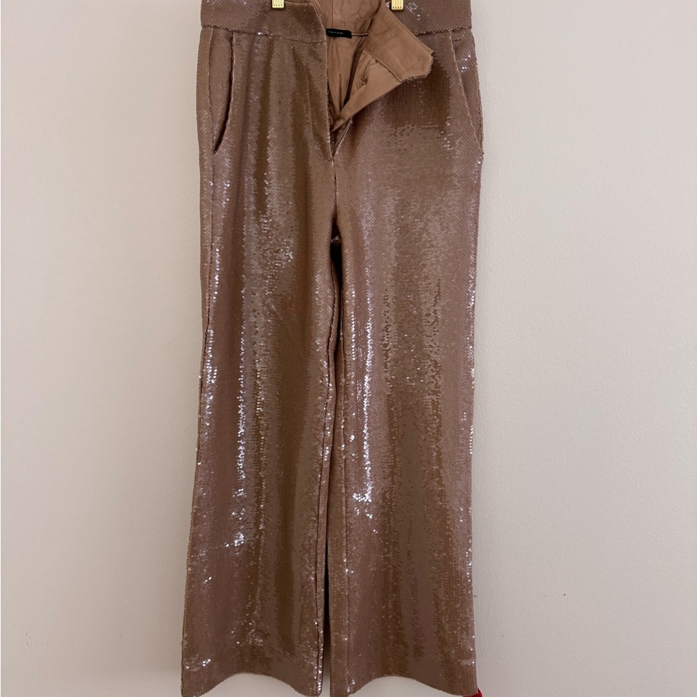 NWT Elie Tahari Sequin Trousers in champagne
